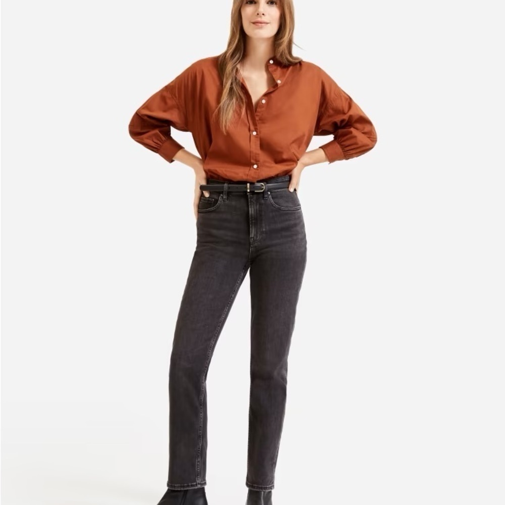 Everlane High Rise Straight Jean Black